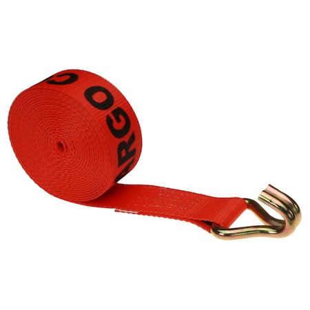 Us Cargo Control 2" x 30' Red Winch Strap with Wire Hook 230WH-R